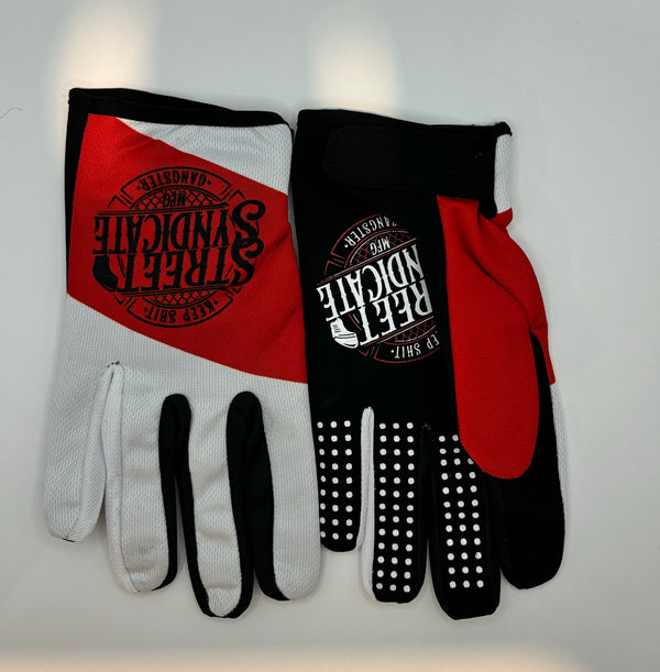 STREET SYNDICATE MFG RIDING GLOVES red/white/black