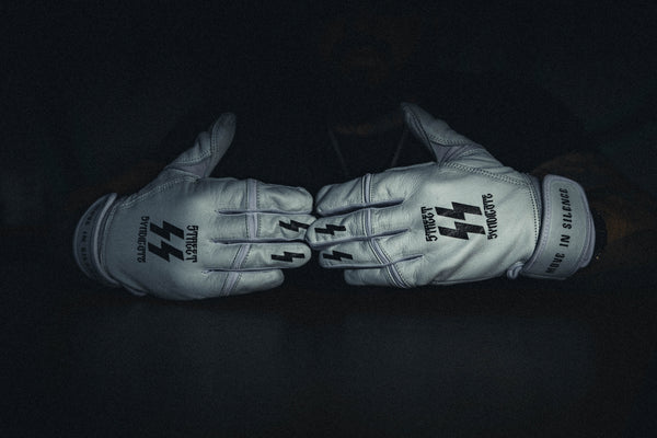 Super sick all leather gloves. White with black logo